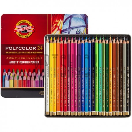 Карандаши цветные Polycolor в металлическом пенале, 24 цвета, Koh-i-Noor