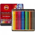 Карандаши цветные Polycolor в металлическом пенале, 24 цвета, Koh-i-Noor