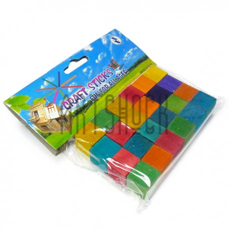 Набор цветных деревянных кубиков, 1.5 x 1.5 x 1.5 см, 24 штуки, Craft Stick