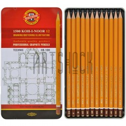 Набор карандашей чернографитных, TECHNIC HARDTMUTH, 1500 HB-10H, Koh-I-Noor