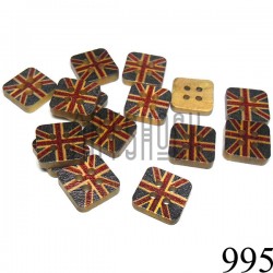 Набор деревянных декоративных пуговиц "GREAT BRITAIN", 1.3 x 1.3 x 0.3 см., 15 штук, REGINA ● 995 ● 2000740230024