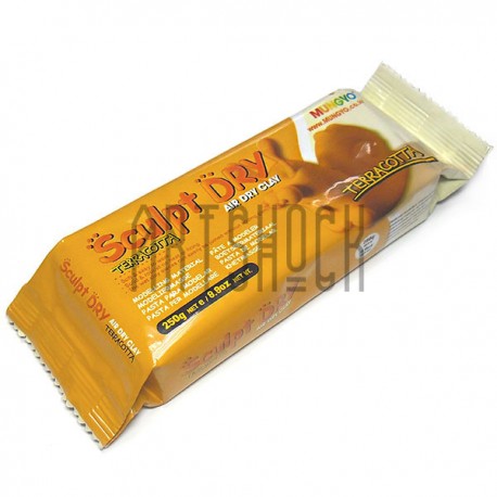 Глина (пластика, масса) для моделирования MUNGYO Sculpt Dry, 250 гр., терракотовая ● MT-250 ● 8804819065531