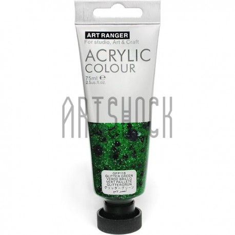 Краска акриловая, Зеленая с глиттером / Glitter Green, 75 мл, Art Ranger