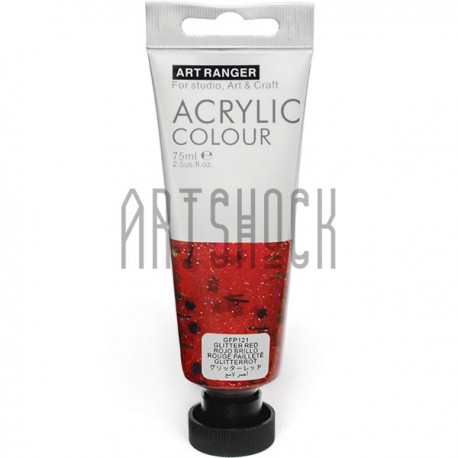 Краска акриловая, Красная с глиттером / Glitter Red, 75 мл, Art Ranger