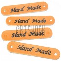 Набор декоративных бирок (нашивок, лейбл) "Hand Made" оранжевых под кожу, 5 x 1 см., 4 штуки, REGINA