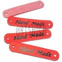 Набор декоративных бирок (нашивок, лейбл) "Hand Made" красных под кожу, 5 x 1 см., 4 штуки, REGINA