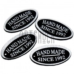 Набор декоративных бирок (нашивок, лейбл) "Hand Made" черных под кожу, 3.5 x 1.8 см., 4 штуки, REGINA
