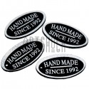 Набор декоративных бирок (нашивок, лейбл) "Hand Made" черных под кожу, 3.5 x 1.8 см., 4 штуки, REGINA