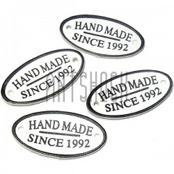 Набор декоративных бирок (нашивок, лейбл) "Hand Made" белых под кожу, 3.5 x 1.8 см., 4 штуки, REGINA