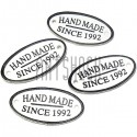 Набор декоративных бирок (нашивок, лейбл) "Hand Made" белых под кожу, 3.5 x 1.8 см., 4 штуки, REGINA