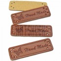 Набор декоративных бирок (нашивок, лейбл) "Hand Made бабочка" под кожу, 5 x 1.5 см., 4 штуки, REGINA