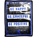 Нашивка - патч для одежды, Be Happy, 7.1 x 9.1 см.