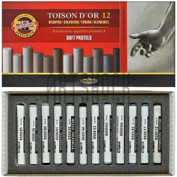 Пастель художественная сухая, градация серого, 12 цветов, Toison D’Or, Koh-i-Noor
