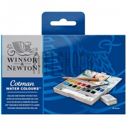Набор акварельных красок в пластиковом пенале, 16 цветов + кисть, Winsor & Newton