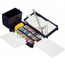 Набор акварельных красок в пластиковом пенале, 12 цветов + кисть, Winsor & Newton