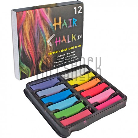 Цветные мелки для волос Hair Chalk, 12 штук