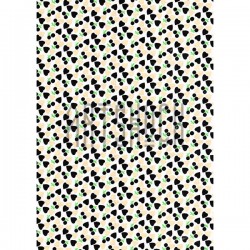 Тканевая бумага на клеевой основе (Fabric Sticker), чёрные сердца на белом фоне, 210 х 295 мм.