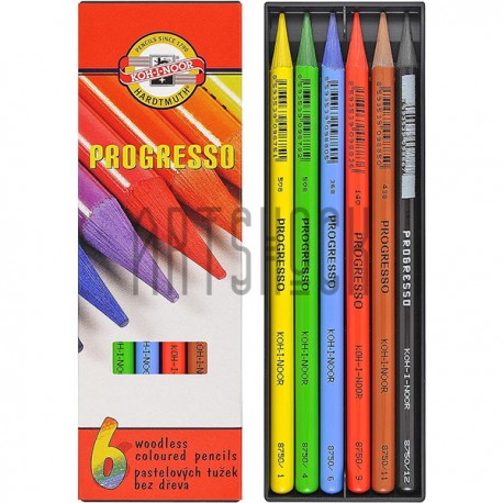 Карандаши цветные бездревесные Progresso, 6 цветов, Koh-i-Noor