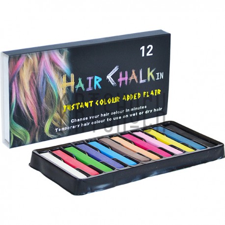 Цветные мелки для волос Hair Chalk, 12 штук