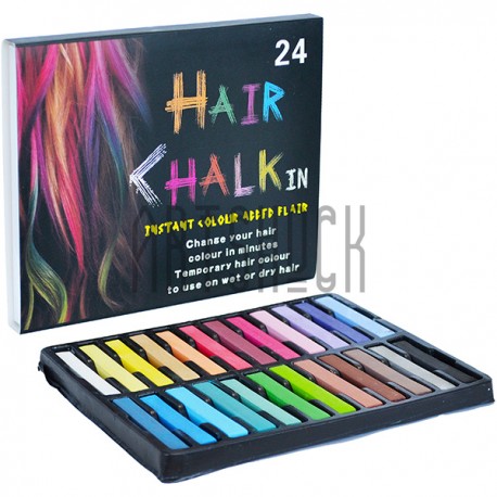 Цветные мелки для волос Hair Chalk, 24 штуки