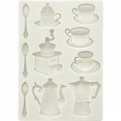Силиконовый молд «Кофейники, чашки, ложечки», 14.8 x 21 см, Stamperia