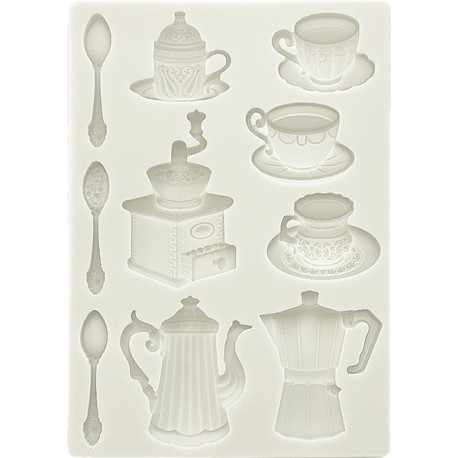 Силиконовый молд «Кофейники, чашки, ложечки», 14.8 x 21 см, Stamperia