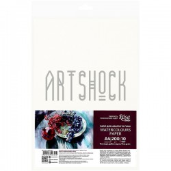 Бумага для акварели, А4 21 x 29.7 см, 200 г/м², мелкое зерно, 10 листов, Rosa Studio