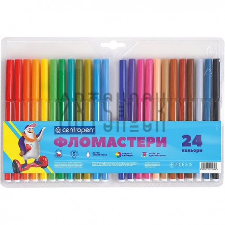 Набор фломастеров для рисования, 24 цвета, Centropen
