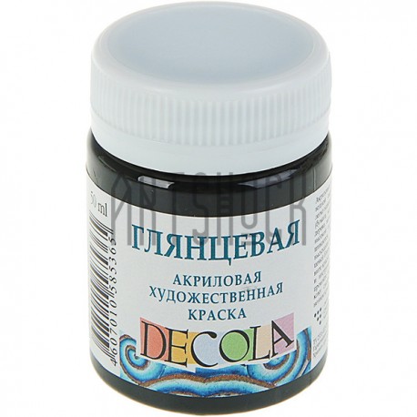 Краска акриловая глянцевая, черная, 50 мл, Decola