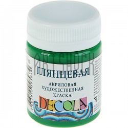 Краска акриловая глянцевая, зеленая средняя, 50 мл, Decola
