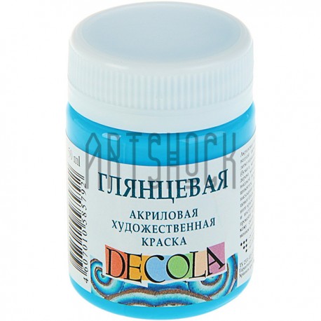 Краска акриловая глянцевая, небесно-голубая, 50 мл, Decola