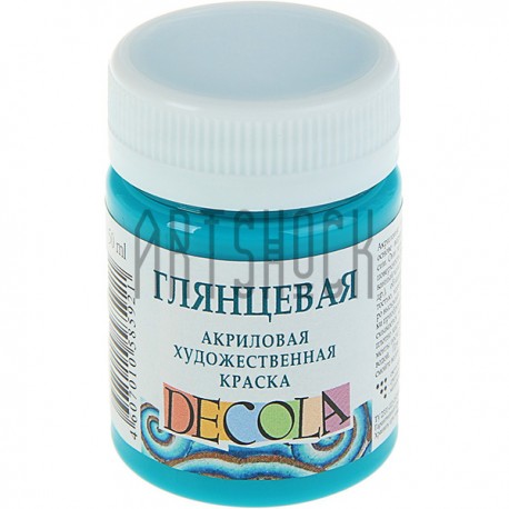 Краска акриловая глянцевая, бирюзовая, 50 мл, Decola