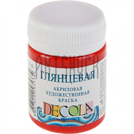 Краска акриловая глянцевая, красная, 50 мл, Decola