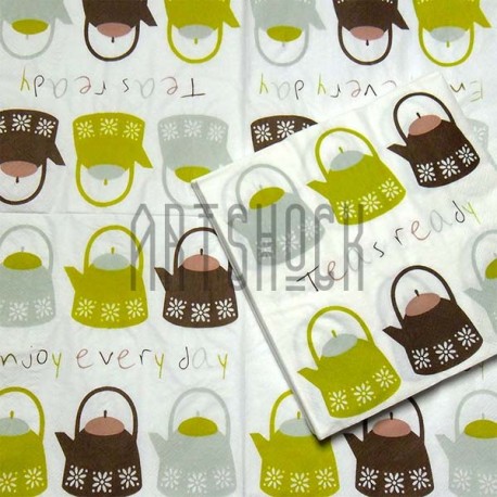 Салфетка для декупажа «Teapots», 33 x 33 см, RunJoy