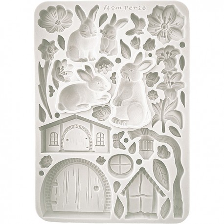 Силиконовый молд «Кролики и цветы», 14.8 x 21 см, Stamperia