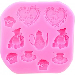 Силиконовый молд 3D «Bear, Tea, Love», 7.8 × 8 × 0.9 см