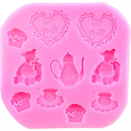 Силиконовый молд 3D «Bear, Tea, Love», 7.8 × 8 × 0.9 см