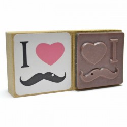 Резиновый штамп для скрапбукинга на деревянной оснастке «I ♥ Mustache», Fun&Joy