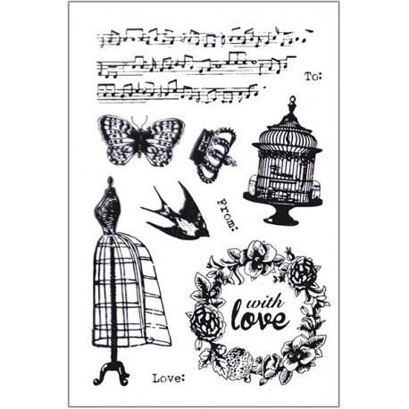 Силиконовые штампы для скрапбукинга «With Love: Винтажная романтика», 10 × 15 см