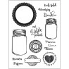Силиконовые штампы для скрапбукинга «Mason Jar: банки, кружевная рамка и надписи для открыток», 15 × 20 см