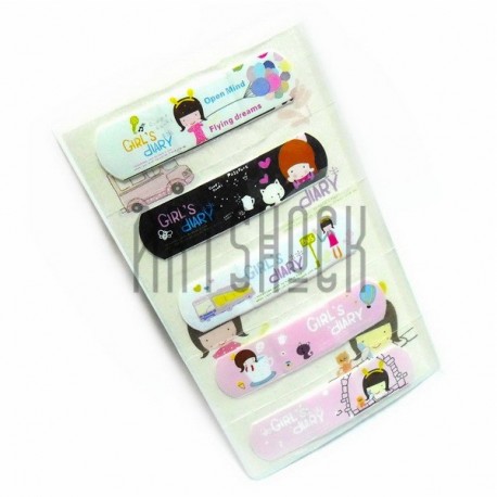 Набор дизайнерского пластыря "Girl`s diary", 5 штук, Popular Fashion