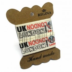 Лента декоративная хлопковая с принтом, "London UK", ширина 26 мм., длина 1 м., Hand Made