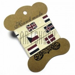 Лента декоративная хлопковая с принтом, "Флаги", ширина 15 мм., длина 1.5 м., Hand Made