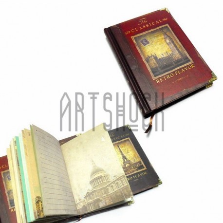 Блокнот "RETRO FLAVOR" красный с металлическими уголками 110 х 150 мм., 128 листов, YASAC