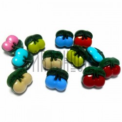 Набор пластиковых декоративных пуговиц "Вишенки", 1.2 x 1.1 см., 12 штук, REGINA