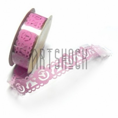 Скотч декоративный «цветок в узоре бледно-розовый», 15 мм, 1 м