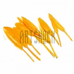 Набор натуральных декоративных перьев, желтых, 12 - 15 см., 11 штук, REGINA