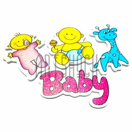 Набор деревянных декоративных табличек с надписью и рисунками "Baby", 4 штуки, REGINA