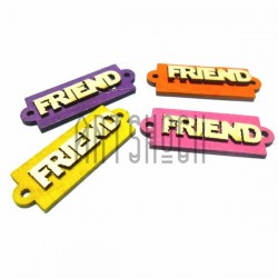 Набор цветных деревянных декоративных табличек с надписью "Friend", 4 штуки, REGINA