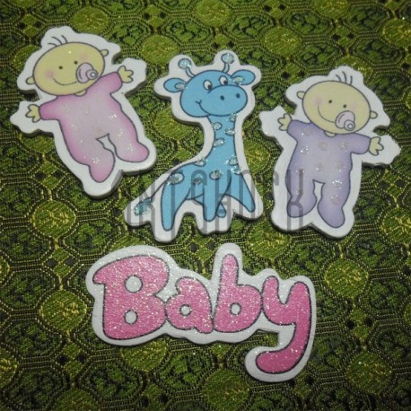Набор цветных деревянных декоративных табличек "Baby", 2.5 - 6 см., 4 штуки, REGINA